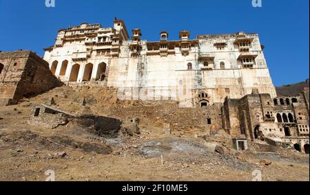 Taragarh fort in Bundi town, typical medieval fortress in Rajasthan, India Stock Photo