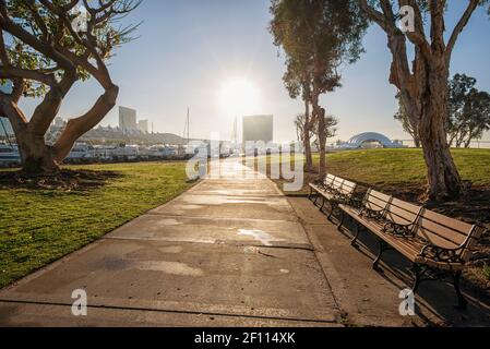 Winter morning at Embarcadero Marina Park. San Diego, California, USA. Stock Photo