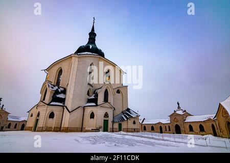 The Pilgrim Church of St. John of Nepomuk on Zelena Hora - Green Mountain, Zdar nad Sazavou, Czech Republic, UNESCO Stock Photo