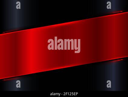 Abstract red shiny diagonal plate on black gradient glossy background with red laser lighting effect. Vector illustration Stock Vector