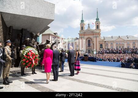 President Donald Trump First Lady Melania Trump President Andrzej Duda and First Lady Agata Kornhauser-Duda | July 6 2017 Stock Photo