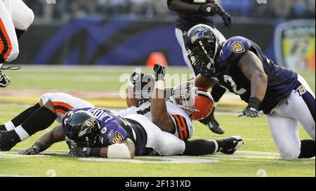 Baltimore Ravens Ray Lewis tackles Cincinnati Bengals Chris Perry