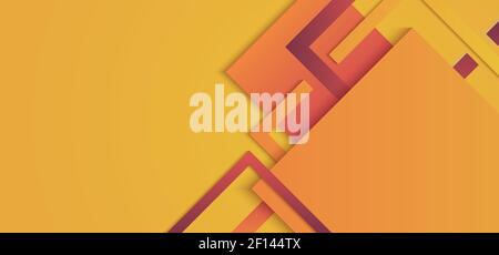 Banner template squares geometric yellow and red gradient color background modern style with space for your text. Vector illustration Stock Vector