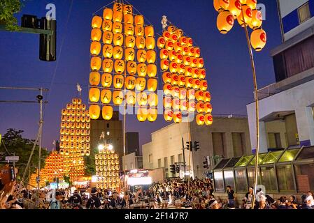 The Kanto Matsuri (pole lantern festival), August 5, 2015, Japan. The is a Tanabata-related celebration in Akita City, held every year from August 3 t Stock Photo