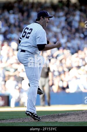 New York Yankees relief pitcher Joba Chamberlain pumps his fist in the  seventh inning at Yankee Stadium in New York City on May 24, 2008. The  Yankees defeated the Mariners 12-6. (UPI