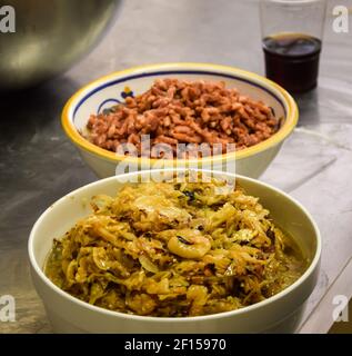 Fried cabbage in a bowl Stock Photo