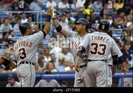 Gary Sheffield of the New York Yankees bats during 8-6 loss to the Los  Angeles Angels of Anaheim at Angel Stadium in Anaheim, Calif. on Saturday,  July Stock Photo - Alamy