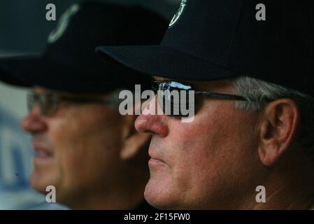 Toronto Blue Jays manager John Schneider looks out from the dugout before a  baseball game against the Miami Marlins, Monday, June 19, 2023, in Miami.  (AP Photo/Lynne Sladky Stock Photo - Alamy