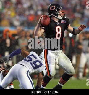 Feb 04, 2007 - Miami, Florida, USA - Bear's quarterback #8 REX GROSSMAN  hands off the ball during the second quarter during Super Bowl XLI. The  Colts defeated the Bears 29 