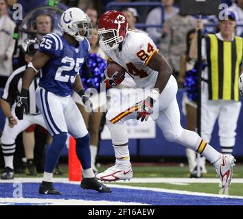 Indianapolis Colts cornerback Nick Harper (25) shares a joke with