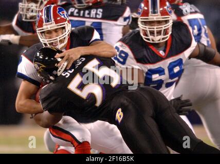 Buffalo Bills quarterback JP Losman (7) scrambles away from New