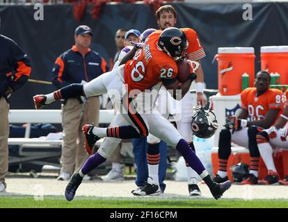 Chicago Bears Bernard Berrian makes a 12-yard catch in front of