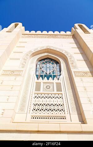 In oman the wall of big muscat mosque Stock Photo