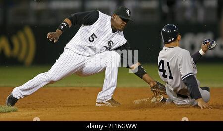 Chicago White Sox's Juan Uribe walks off the field during the fourth inning  against the Texas Rangers in Chicago on July 23, 2008. The White Sox won  10-8. (UPI Photo/Brian Kersey Stock