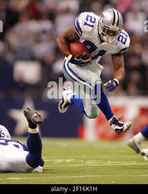 Dallas Cowboys running back Julius Jones gets hit by New York Giants  defender Curtis Deloatch in week 13 at Giants Stadium in East Rutherford,  New Jersey on December 4, 2005. The New