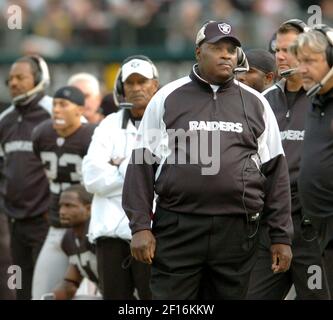 Oakland Raiders head coach Art Shell watches the game from the sidelines in  the first quarter at Giants Stadium in East Rutherford, New Jersey on  December 31, 2006. (UPI Photo/John Angelillo Stock