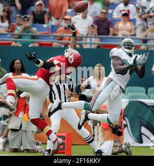 Miami Dolphins wide receiver Chris Coleman (83) is tackled by