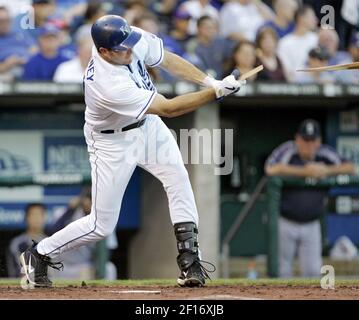 Seattle Mariners' Mike Sweeney in action during a baseball game Wednesday,  April 21, 2010, in Seattle. (AP Photo/Elaine Thompson Stock Photo - Alamy