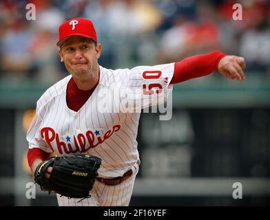 Philadelphia Phillies starting pitcher Jamie Moyer stands on the