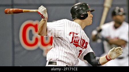 Minnesota Twins' Justin Morneau is shown during to a baseball game against  the Kansas City Royals Thursday, Sept. 13, 2012 in Minneapolis. (AP  Photo/Jim Mone Stock Photo - Alamy