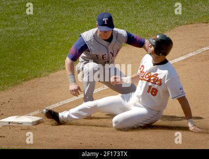 Tampa Bay Rays' Hank Blalock (9) during a baseball game against the Texas  Rangers Friday, June 4, 2010, in Arlington, Texas. (AP Photo/Tony Gutierrez  Stock Photo - Alamy