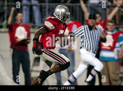 Ohio State's Ted Ginn Jr. scores on a 56 yard reception to put the Buckeyes  up over Notre Dame 13-7 in the first half of the Fiesta Bowl January 2,  2006 in