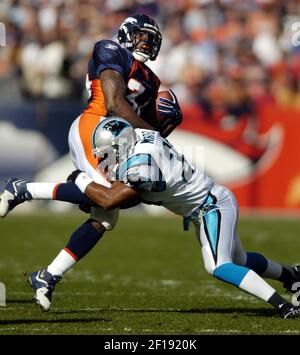 KRT SPORTS STORY SLUGGED: PANTHERS-RAMS KRT PHOTOGRAPH BY PHIL  MASTURZO/AKRON BEACON JOURNAL (December 1) CLEVELAND, OH -- Cleveland Browns  quarterback Tim Couch is taken down by Carolina Panthers Julius Peppers  during their