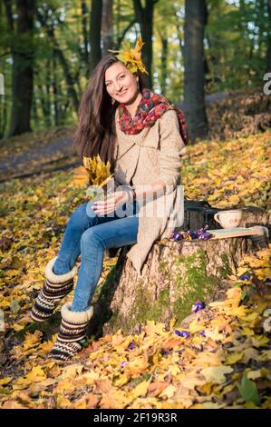 Girl in autumn Park Stock Photo