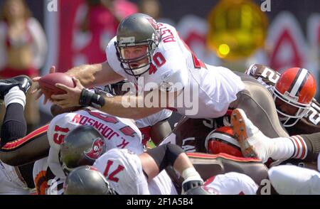 FILE ** Tampa Bay Buccaneers' Mike Alstott reacts to dropping pass during  the fourth quarter of Tampa Bay's NFL football game against the Seattle  Seahawks in this Dec. 31, 2006 file