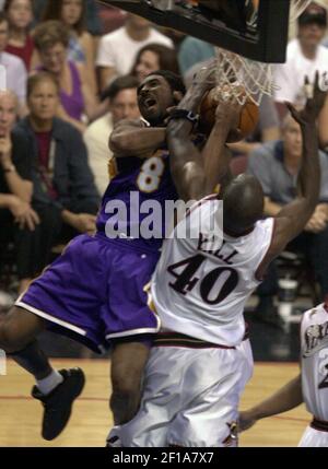 June 8, 2001; Kobe Bryant of the Los Angeles Lakers during the game. The  Los Angeles Lakers defeated the Philadelphia 76er's by the final score of  98-89 in game 2 of the