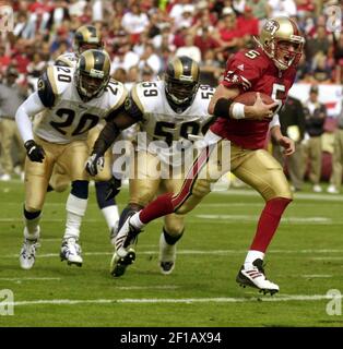 September 23, 2001 - San Francisco, California, U.S - St. Louis Rams  quarterback Kurt Warner (13) passes downfield on Sunday, September 23,  2001, in San Francisco, California. The Rams defeated the 49ers