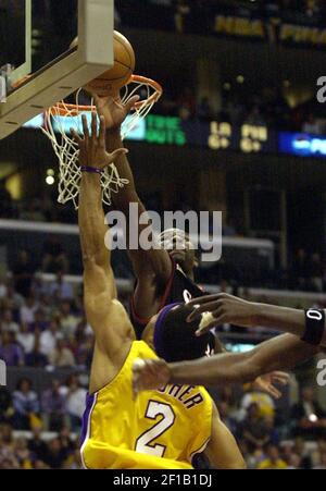Charlotte Bobcats' Jumaine Jones (33) dunks over the Los Angeles Lakers  during the second half of basketball action Friday, Feb. 3, 2006, at Bobcats  Arena in Charlotte, N.C. The Bobcats defeated the