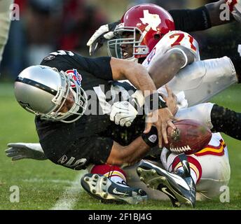 Kansas City Chiefs' Wallace Gilberry (92) before an NFL football game in  Oakland, Calif., Sunday, Nov. 15, 2009. (AP Photo/Ben Margot Stock Photo -  Alamy