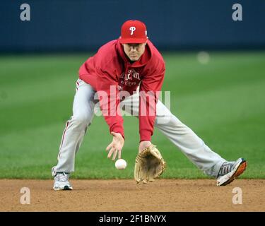 Philadelphia Phillies' Chase Utley waits for his turn at bat