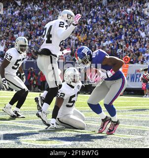 Oakland Raiders #23 Corner Back Jonathan Holland Fumbles. The New York  Giants defeated the Oakland Raiders 44-7 at Giants Stadium in Rutherford,  New Jersey. (Credit Image: © Anthony Gruppuso/Southcreek  Global/ZUMApress.com Stock Photo 