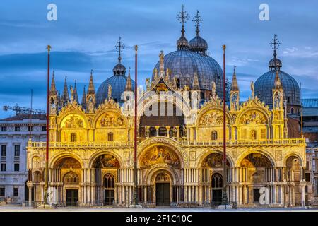 The famous St Mark's Basilica in Venice at dawn Stock Photo