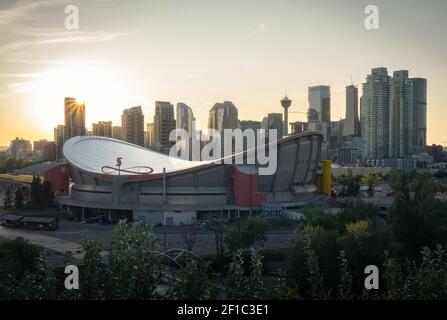 Calgary downtown view just before sunset,Shot in Calgary, Alberta, Canada Stock Photo