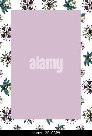 Pattern. Pink Floral Frame Illustration On A White Background. Love 