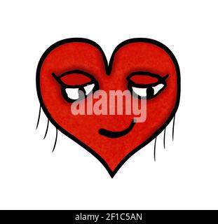 Heart Shape Character with Pleased Expression Stock Photo