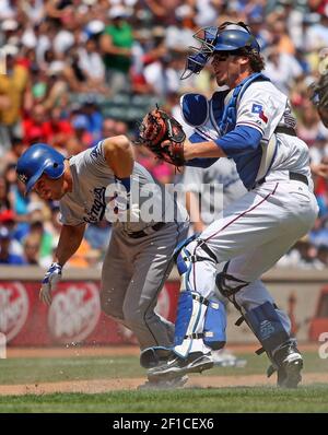 Texas Rangers' Michael Young during batting practice prior to a Major  League Baseball game against the Los Angeles Angels, Tuesday, July 8, 2008,  in Arlington, Texas. (AP Photo/Tony Gutierrez Stock Photo - Alamy