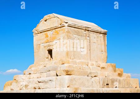 in iran pasargad the old construction temple and grave column Stock