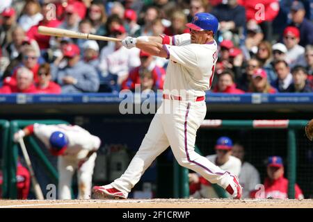 Philadelphia Phillies Pinch Hitter Matt Stairs connects on a Ronald  Belisario pitch in the top of the seventh inning, driving in two runs,  putting the Phillies ahead 2-0 (Credit Image: © Tony