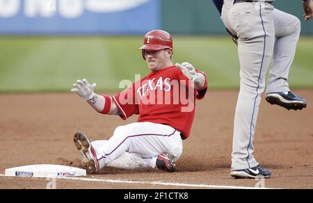 Tampa Bay Rays' Hank Blalock (9) during a baseball game against the Texas  Rangers Friday, June 4, 2010, in Arlington, Texas. (AP Photo/Tony Gutierrez  Stock Photo - Alamy