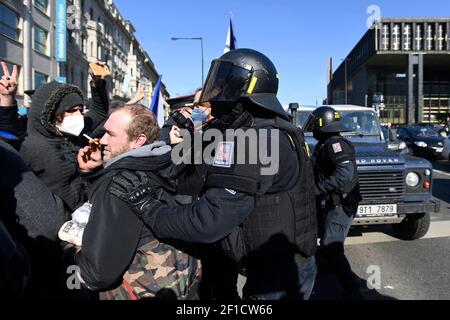 Prague, Czech Republic. 07th Mar, 2021. Rally staged by We Together group took place at Wenceslas Square, Prague, Czech Republic, on Sunday, March 7, 2021. (CZK Photo/Ondrej Deml) Stock Photo