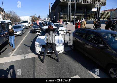 Prague, Czech Republic. 07th Mar, 2021. Rally staged by We Together group took place at Wenceslas Square, Prague, Czech Republic, on Sunday, March 7, 2021. (CZK Photo/Ondrej Deml) Stock Photo