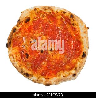 Italian Neapolitan Red Pizza tomato and oregano isolated on white background Stock Photo
