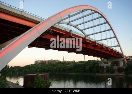 Korean Veterans Blvd Bridge Cumberland River Nashville Tennessee Stock Photo