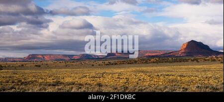 Storm Brewing Sun Hits Red Rock Walls Grand Staircase-Escalante National Monument Stock Photo