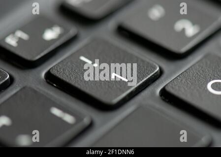 Number 1 and exclamation key on a laptop keyboard Stock Photo