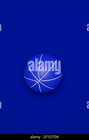 Blue basketball on a blue background, 3d rendering Stock Photo